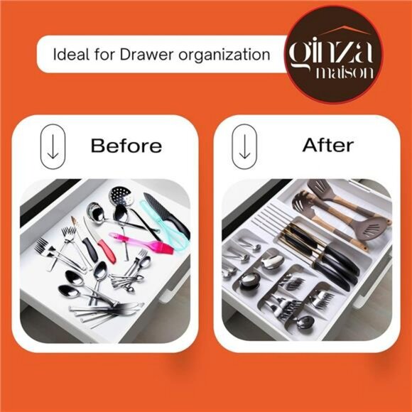 Expandable Silverware Drawer Organizer Large Utensil Cutlery Flatware Tray Holde - Picture 4 of 7